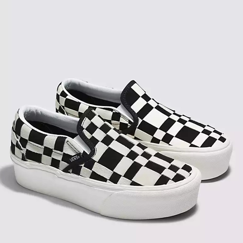 Classic Slip-On Stackform Woven Check Shoe